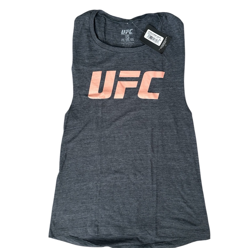 UFC Women’s Tank Top Gray Charcoal Heather Coral Pink Logo Size XL NWT $25 MSRP - Picture 5 of 7